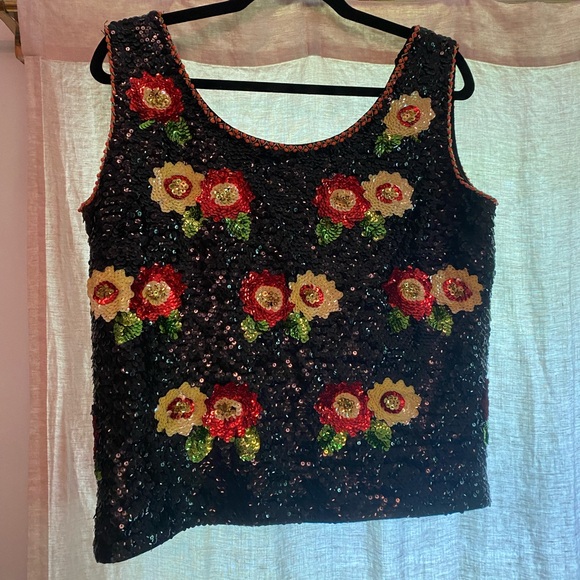 Vintage sequin floral vest - Picture 2 of 6